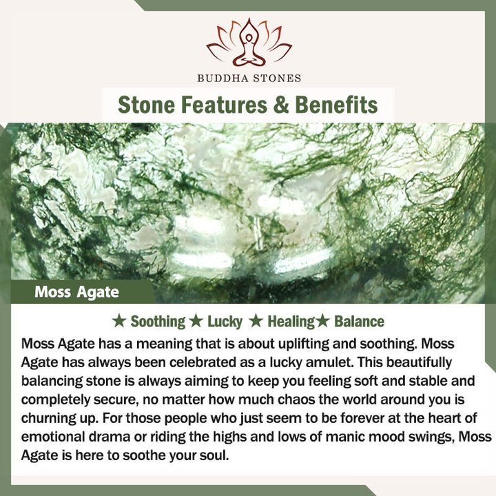 Buddha Stones Simple Moss Agate Bead Healing Bracelet - image 6