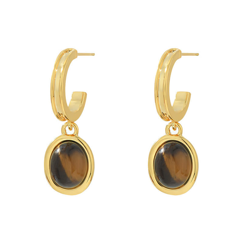 Buddha Stones Tiger Eye Retro Round Copper Protection Earrings - image 4