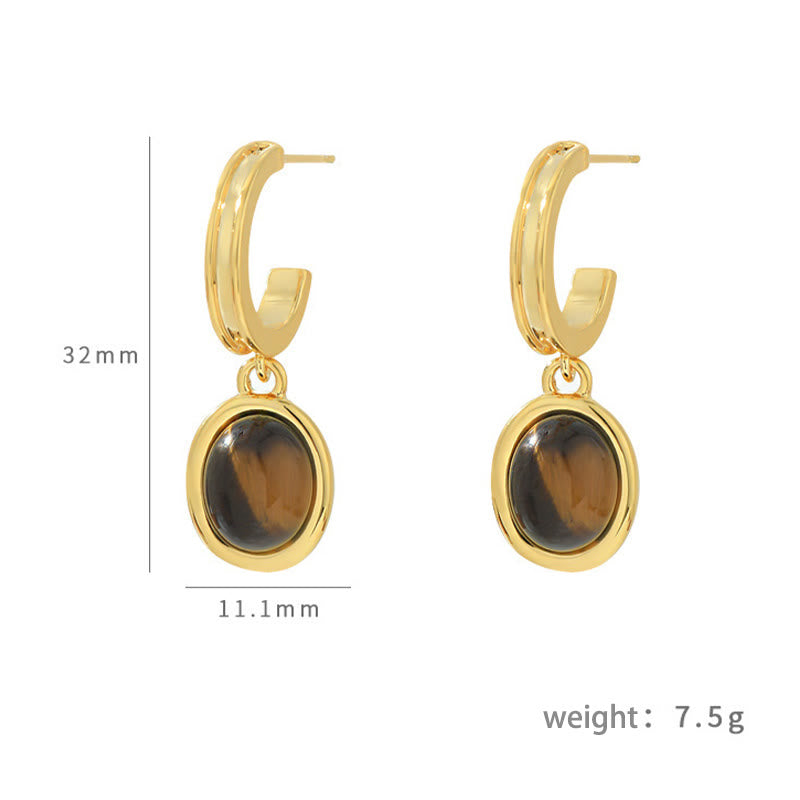 Buddha Stones Tiger Eye Retro Round Copper Protection Earrings - image 7