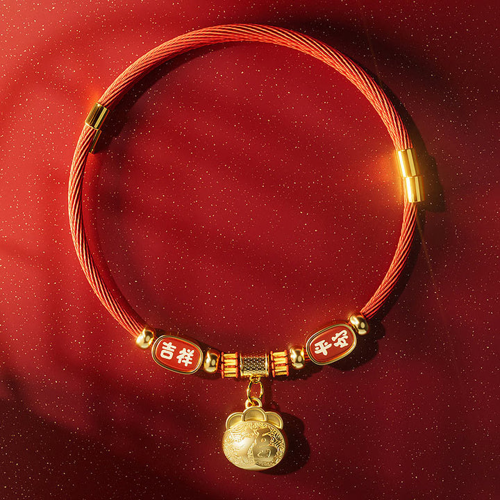 Buddha Stones Red String Bead Fu Character Luck Adjustable Cats Dogs Pet Collar - Lucky Bag - 25-50cm - image 11