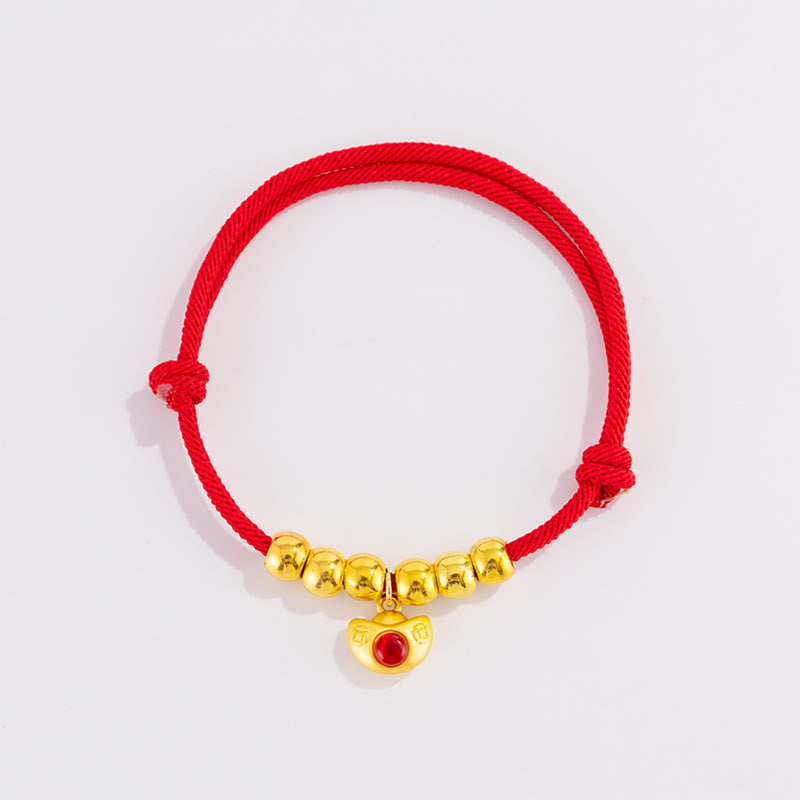 Buddha Stones Red String Bead Yuanbao Fu Character Protection Adjustable Cats Dogs Pet Collar - image 2
