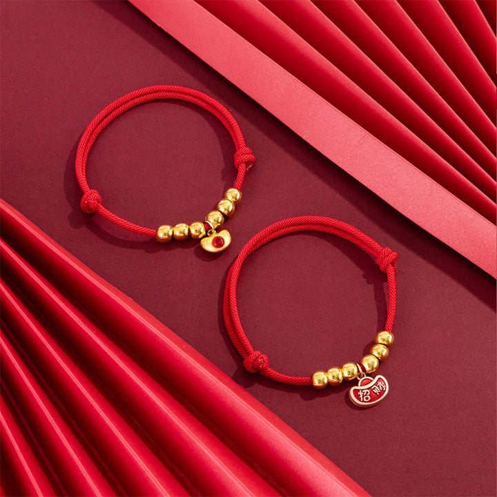 Buddha Stones Red String Bead Yuanbao Fu Character Protection Adjustable Cats Dogs Pet Collar - image 16