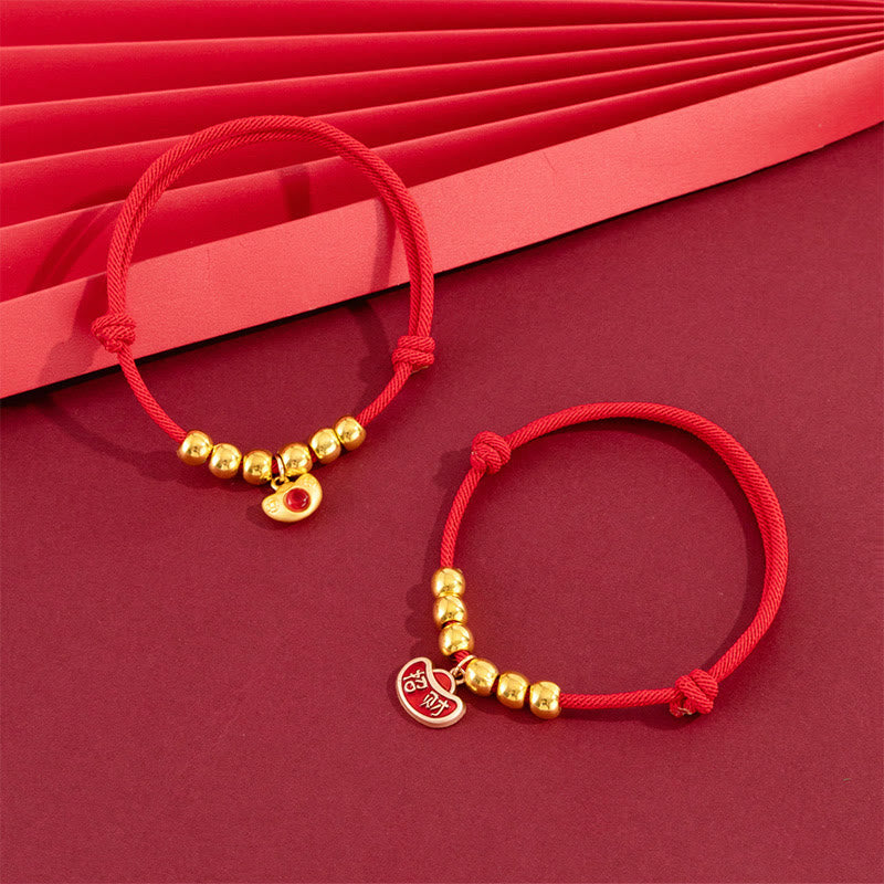Buddha Stones Red String Bead Yuanbao Fu Character Protection Adjustable Cats Dogs Pet Collar - image 14