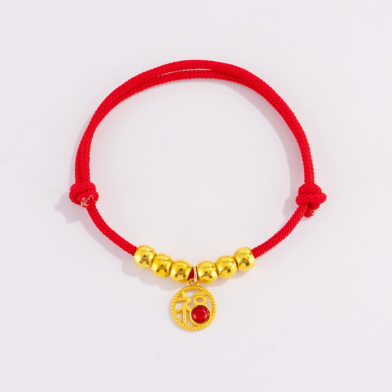 Buddha Stones Red String Bead Yuanbao Fu Character Protection Adjustable Cats Dogs Pet Collar - image 10