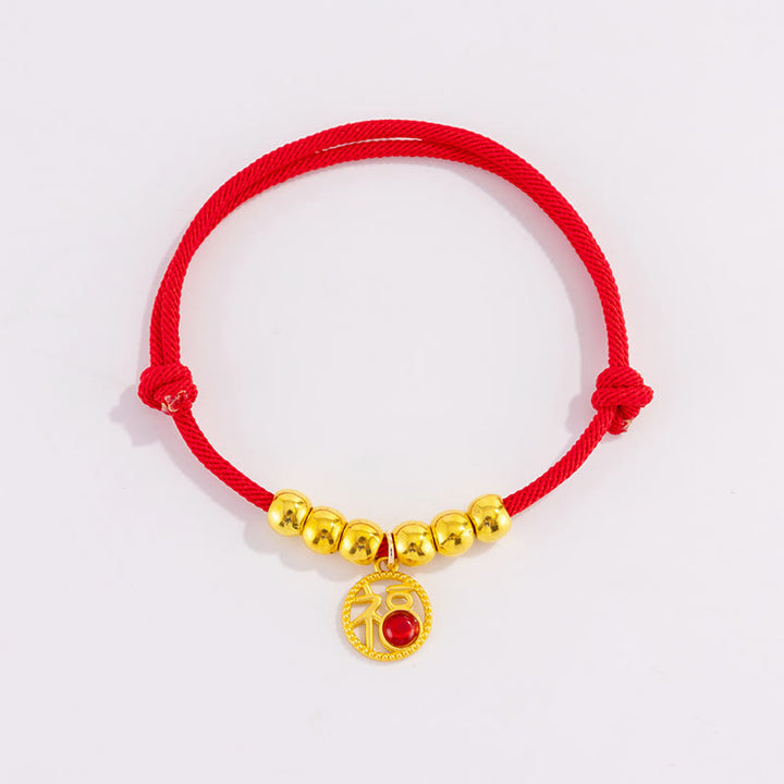 Buddha Stones Red String Bead Yuanbao Fu Character Protection Adjustable Cats Dogs Pet Collar - image 10