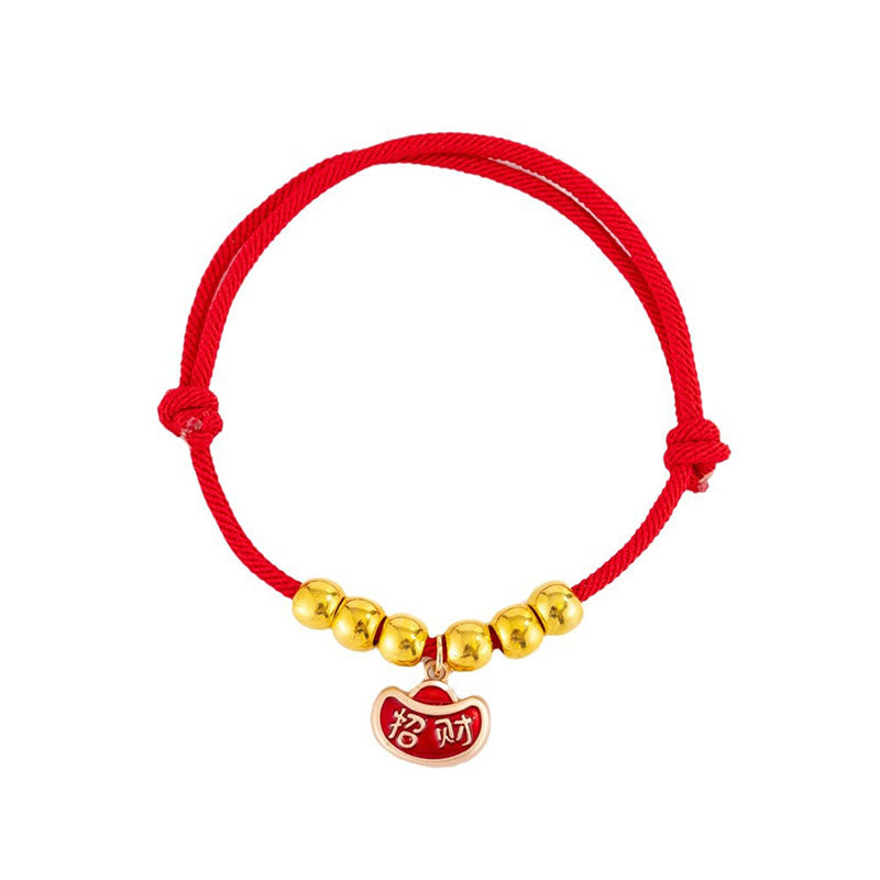Buddha Stones Red String Bead Yuanbao Fu Character Protection Adjustable Cats Dogs Pet Collar - image 4