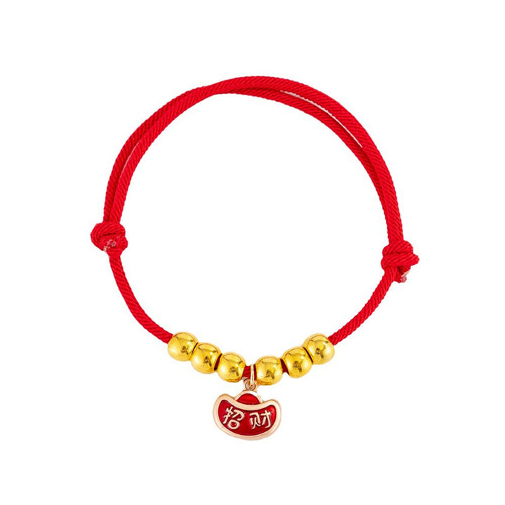 Buddha Stones Red String Bead Yuanbao Fu Character Protection Adjustable Cats Dogs Pet Collar - image 4