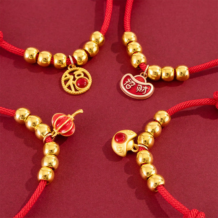 Buddha Stones Red String Bead Yuanbao Fu Character Protection Adjustable Cats Dogs Pet Collar - image 20