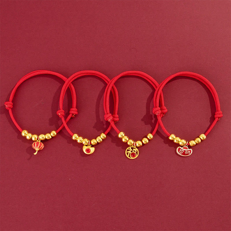 Buddha Stones Red String Bead Yuanbao Fu Character Protection Adjustable Cats Dogs Pet Collar - image 18
