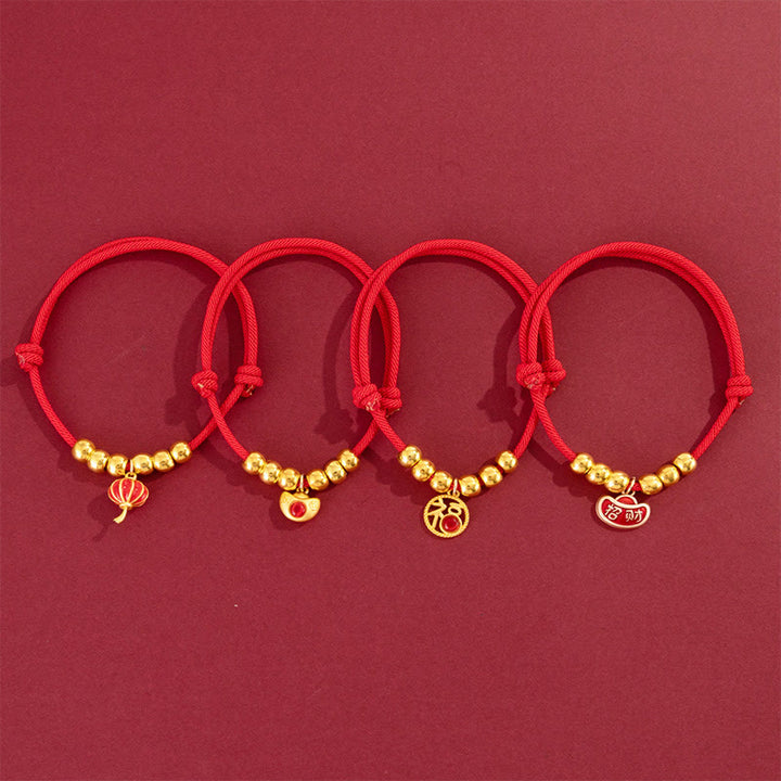 Buddha Stones Red String Bead Yuanbao Fu Character Protection Adjustable Cats Dogs Pet Collar - image 18