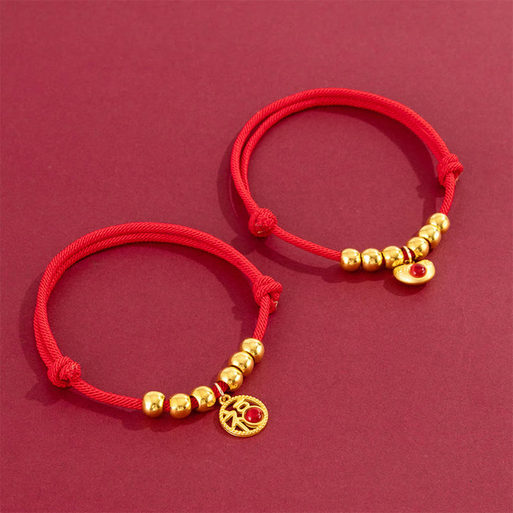Buddha Stones Red String Bead Yuanbao Fu Character Protection Adjustable Cats Dogs Pet Collar - image 17