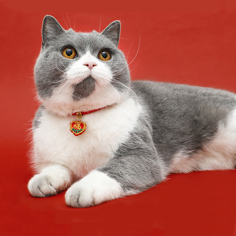 Buddha Stones Red String Plaited Embroidery Tiger Fu Character Protection Adjustable Cats Dogs Pet Collar - image 13
