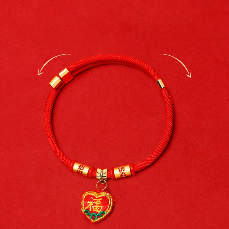 Buddha Stones Red String Plaited Embroidery Tiger Fu Character Protection Adjustable Cats Dogs Pet Collar - image 15