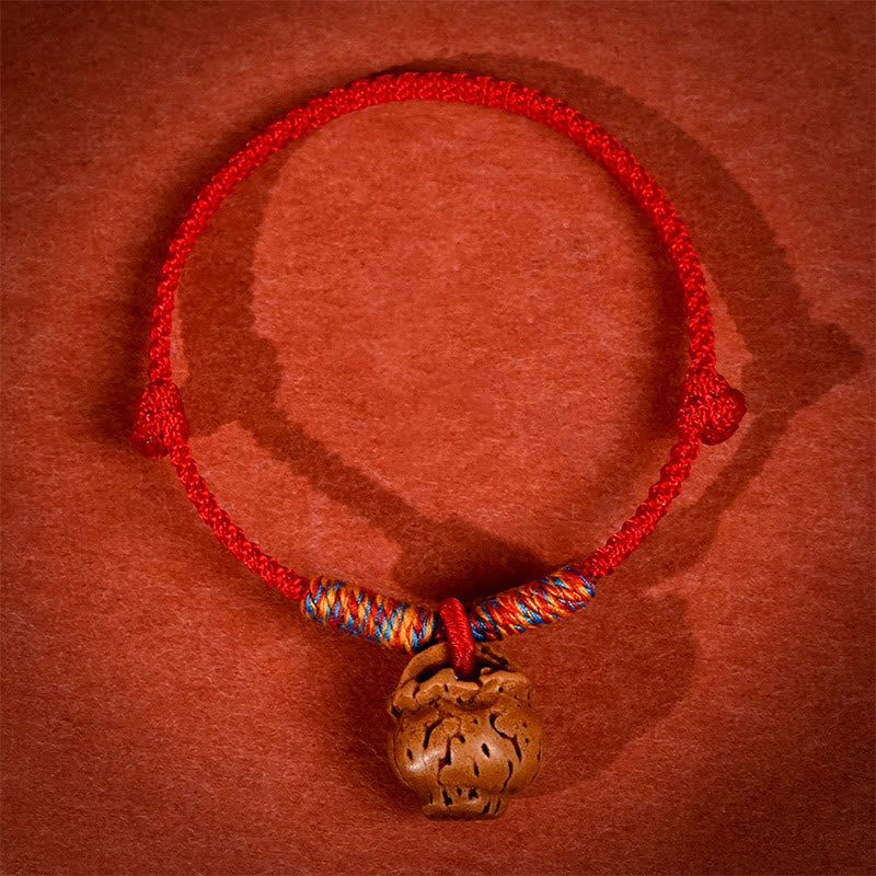 Buddha Stones Plaited Peach Pit Red String Strength Adjustable Cats Dogs Pet Collar - image 2