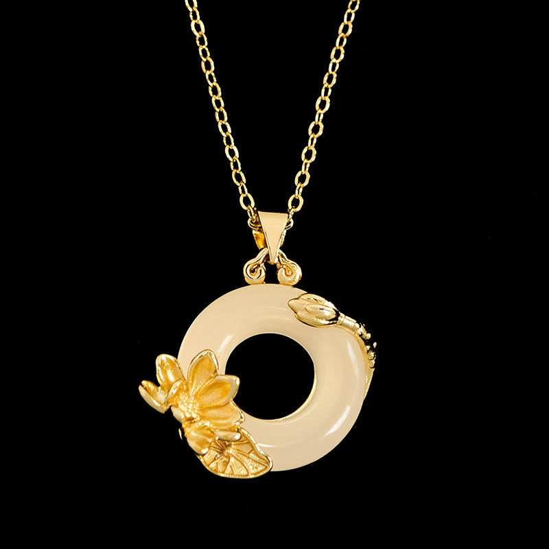 Buddha Stones Lotus Peace Buckle Peace Necklace Pendant - image 4