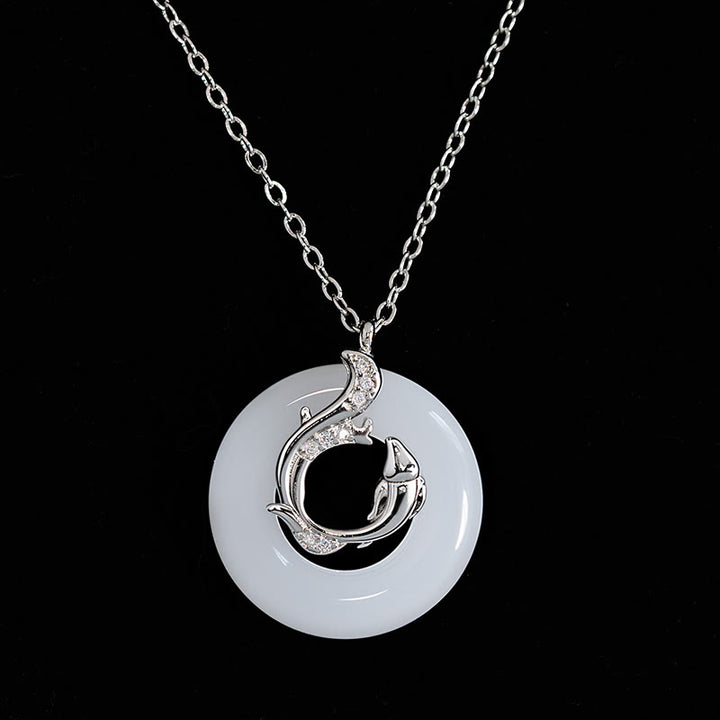 Buddha Stones Koi Fish Peace Buckle Auspicious Necklace Pendant - image 4