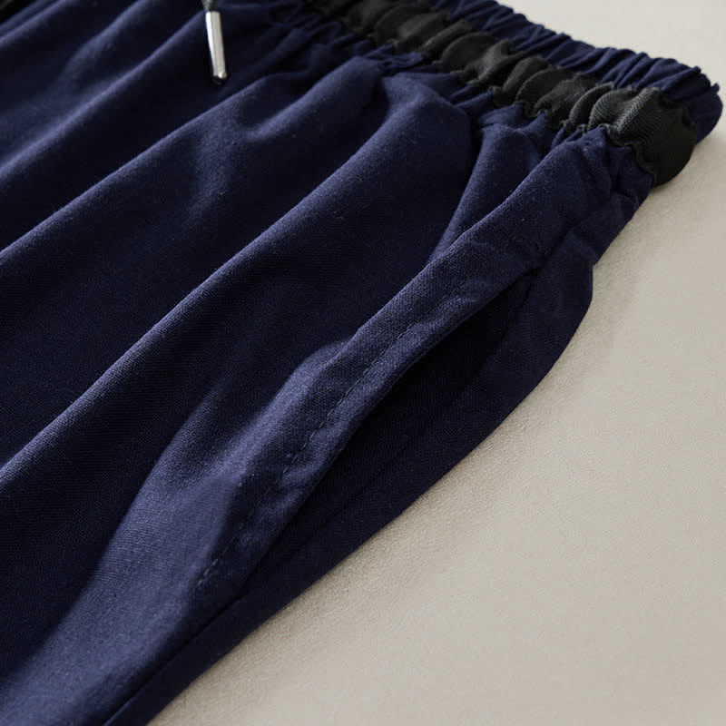 Buddha Stones Commute Drawstring Cotton Cropped Women's Wide Leg Pants With Pockets - image 13