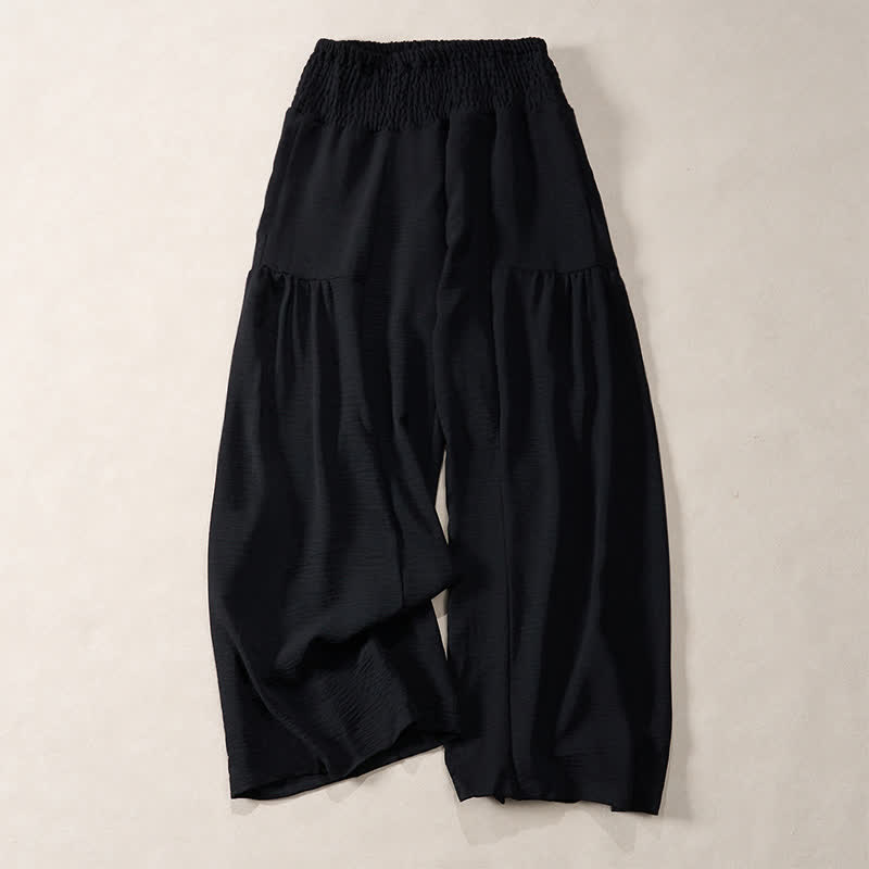 Buddha Stones Women's Summer High Elastic Waist Full Length Wide Leg Pants - Black - US14，UK/AU18，EU46 (2XL) - image 5