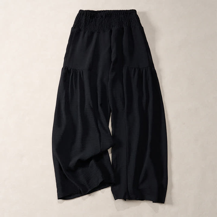 Buddha Stones Women's Summer High Elastic Waist Full Length Wide Leg Pants - Black - US14，UK/AU18，EU46 (2XL) - image 5