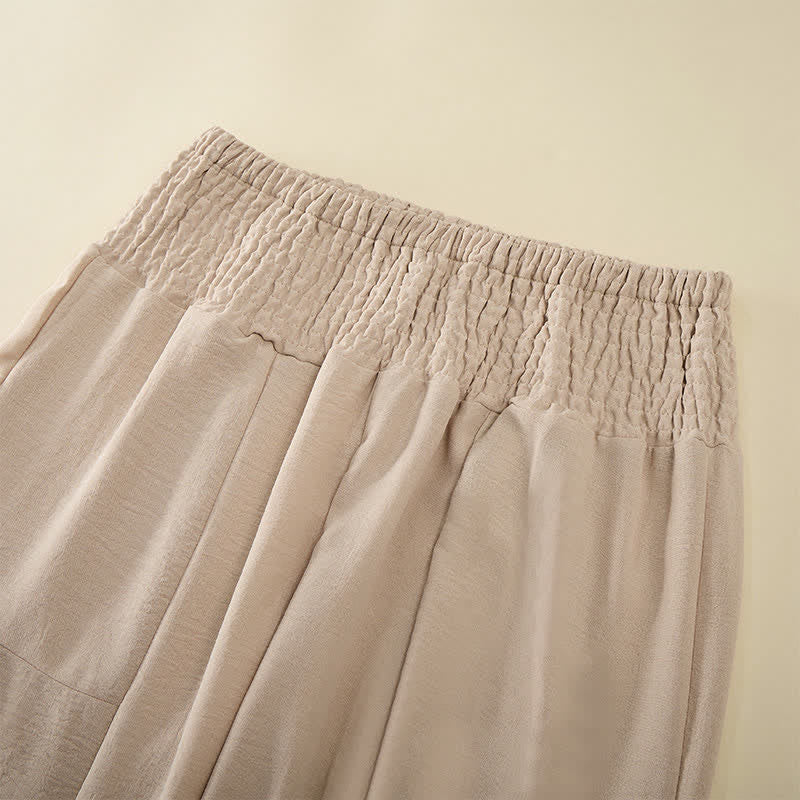 Buddha Stones Women's Summer High Elastic Waist Full Length Wide Leg Pants - image 1