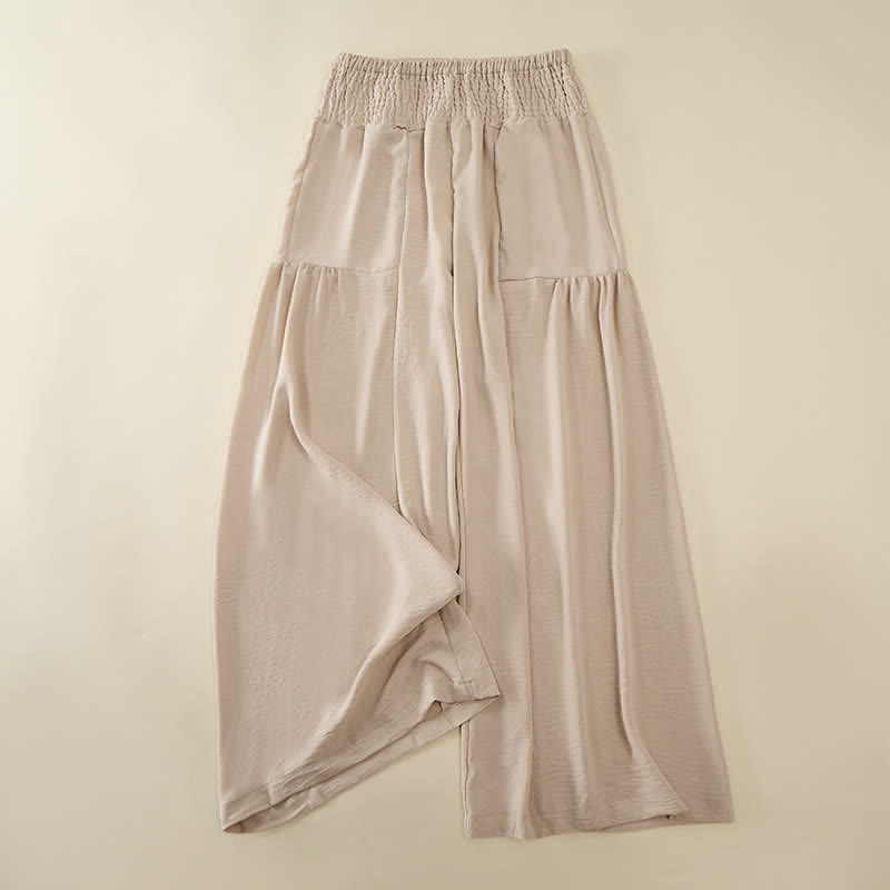 Buddha Stones Women's Summer High Elastic Waist Full Length Wide Leg Pants - AntiqueWhite - US14，UK/AU18，EU46 (2XL) - image 0