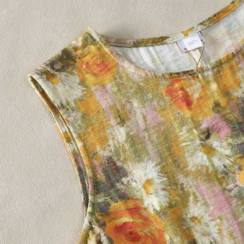 Buddha Stones Casual Plain Handmade Plaid Midi Dress Cotton Sleeveless Dress With Pockets - image 20