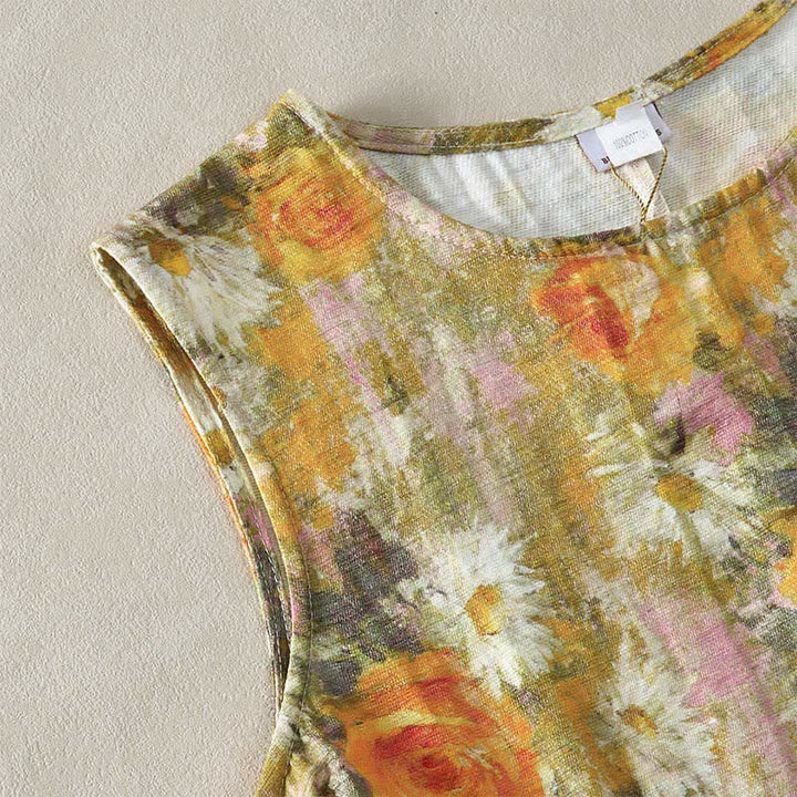 Buddha Stones Casual Plain Handmade Plaid Midi Dress Cotton Sleeveless Dress With Pockets - image 20