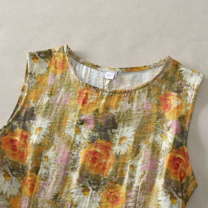 Buddha Stones Casual Plain Handmade Plaid Midi Dress Cotton Sleeveless Dress With Pockets - image 19