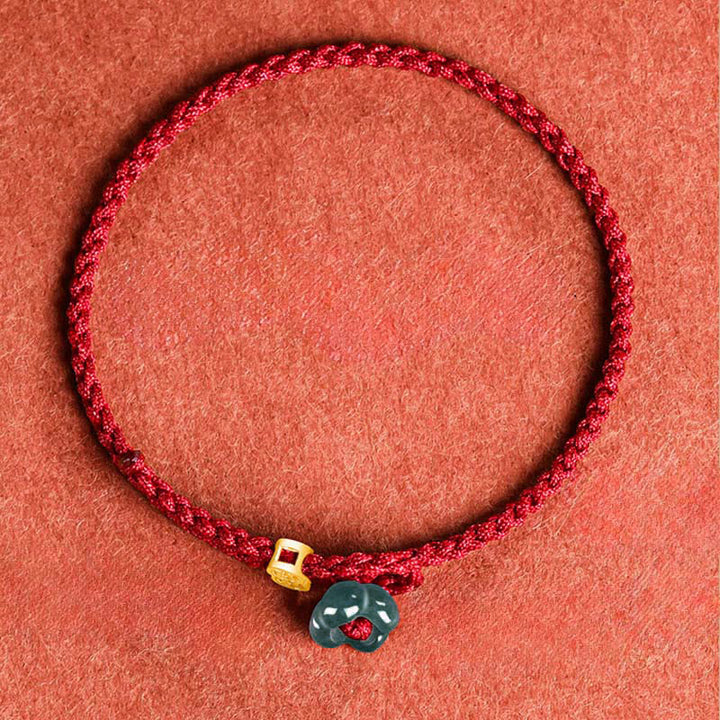 Buddha Stones Jade Flower Luck Copper Coin Red String Bracelet - image 3