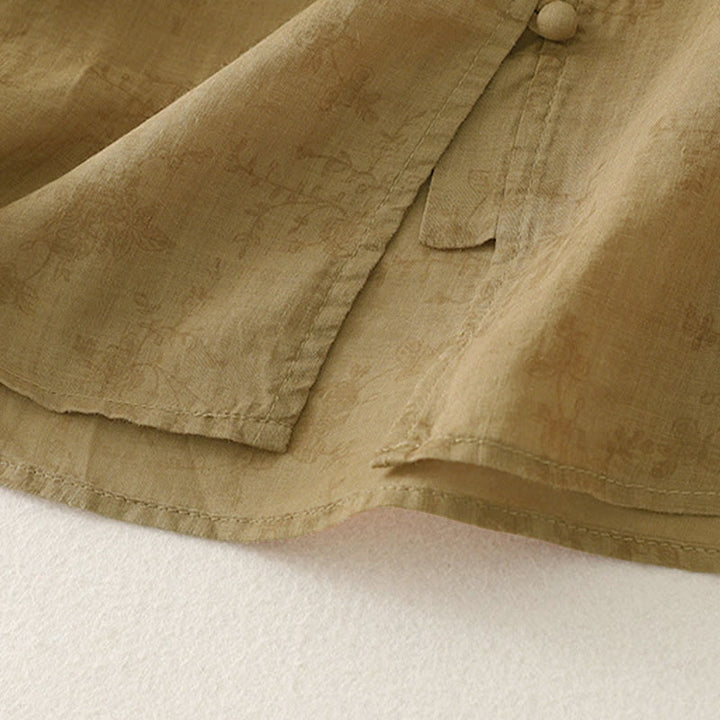 Buddha Stones Stand Collar Embroidery Button Design Three Quarter Sleeve Summer Women's Shirt - image 18