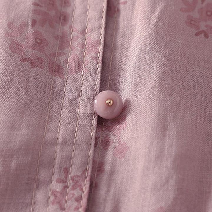 Buddha Stones Casual Floral Print Pattern Three Quarter Sleeve Women's Buttons Shirt - image 4