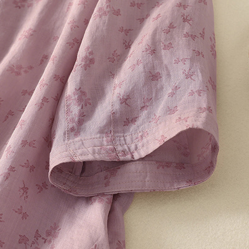 Buddha Stones Casual Floral Print Pattern Three Quarter Sleeve Women's Buttons Shirt - image 5