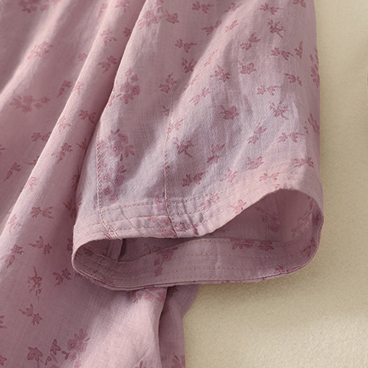 Buddha Stones Casual Floral Print Pattern Three Quarter Sleeve Women's Buttons Shirt - image 5