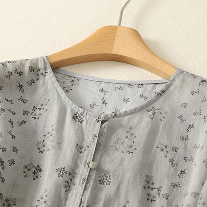 Buddha Stones Casual Floral Print Pattern Three Quarter Sleeve Women's Buttons Shirt - image 17