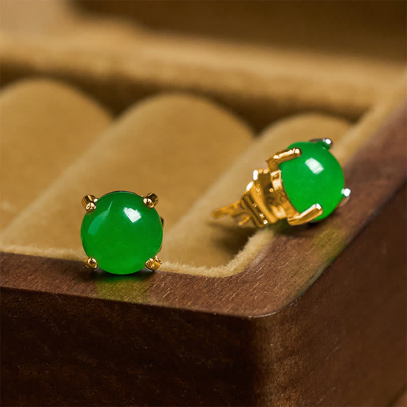 Buddha Stones Jade 925 Sterling Silver Abundance Earrings - image 3