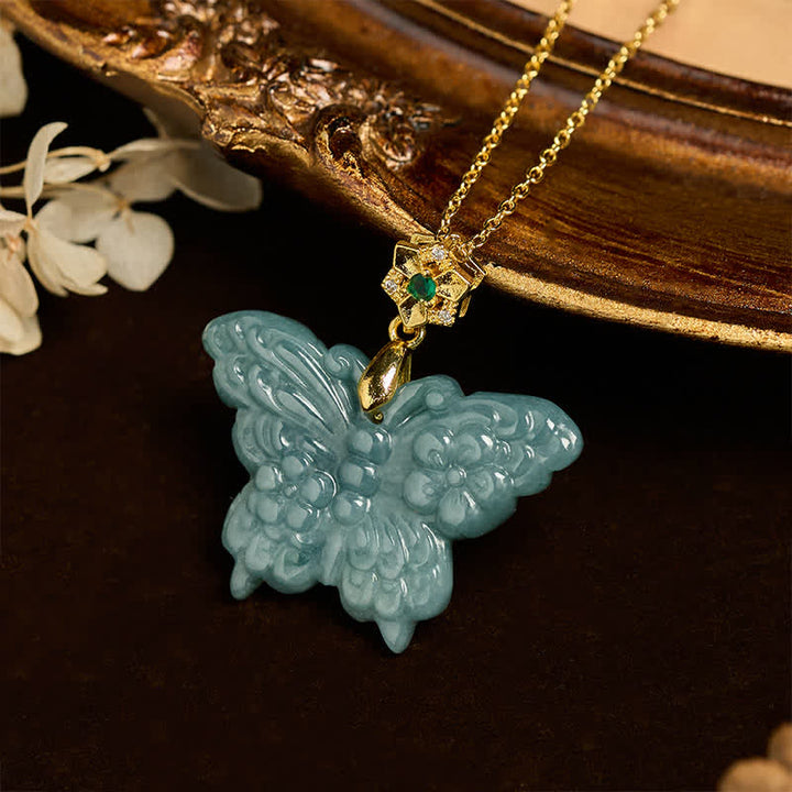 Buddha Stones "FOR DEAREST MOTHER" Jade Butterfly Abundance Necklace Pendants Includes Gift Message Card - image 2