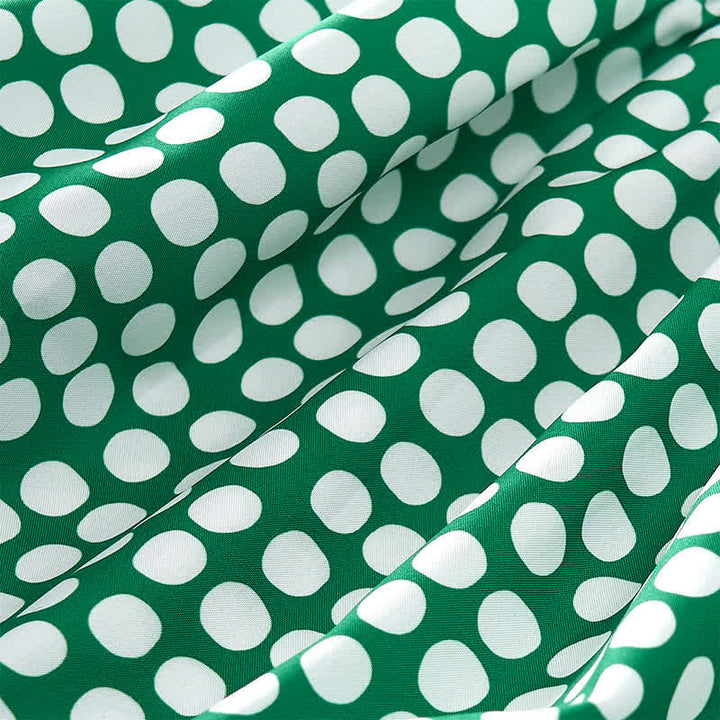 Buddha Stones Summer Elegant Polka Dot A Line Ruffle Hem Short Sleeve Knee Length Dress - image 28