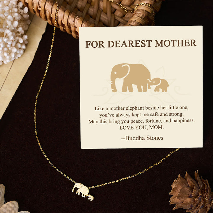 Buddha Stones "FOR DEAREST MOTHER" Elephant 925 Sterling Silver Necklace Pendants Includes Gift Message Card - Gold Elephant - Standard Gift Box - image 0