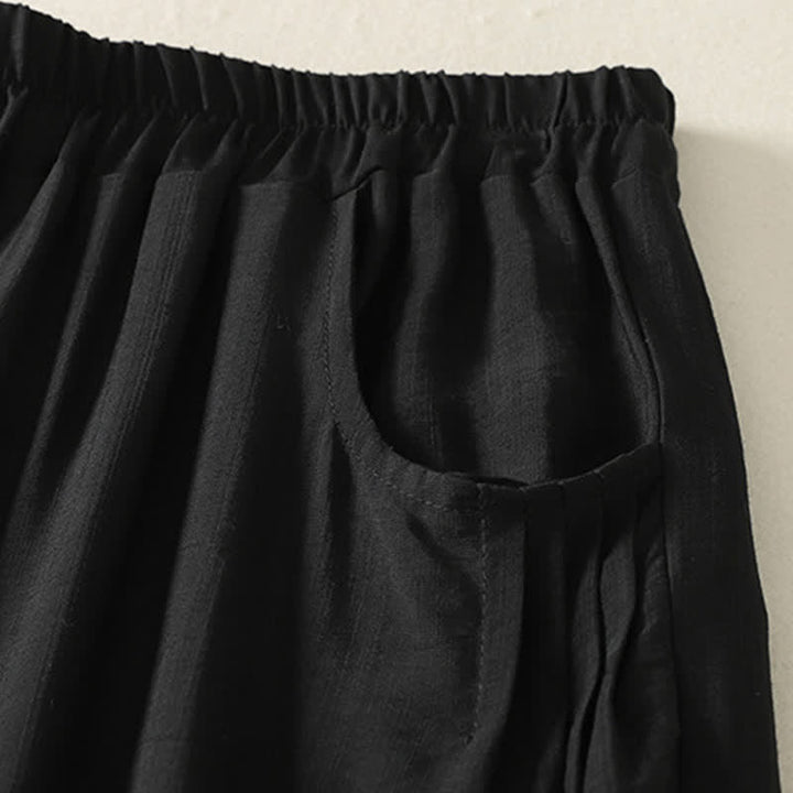 Buddha Stones Summer Solid Color Elastic Waist Women's Capri Harem Pants - image 6
