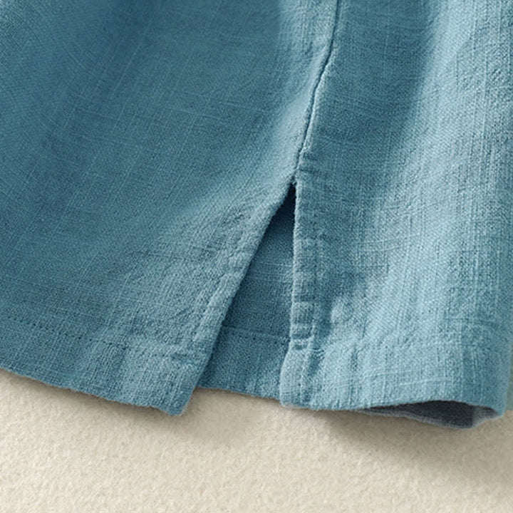 Buddha Stones Summer Stand Collar Buttons Cotton Women's Short Sleeve Shirt - image 4