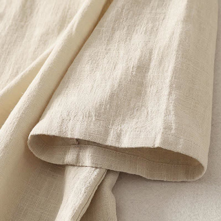 Buddha Stones Summer Stand Collar Buttons Cotton Women's Short Sleeve Shirt - image 9