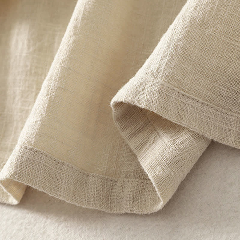 Buddha Stones Summer Stand Collar Buttons Cotton Women's Short Sleeve Shirt - image 13