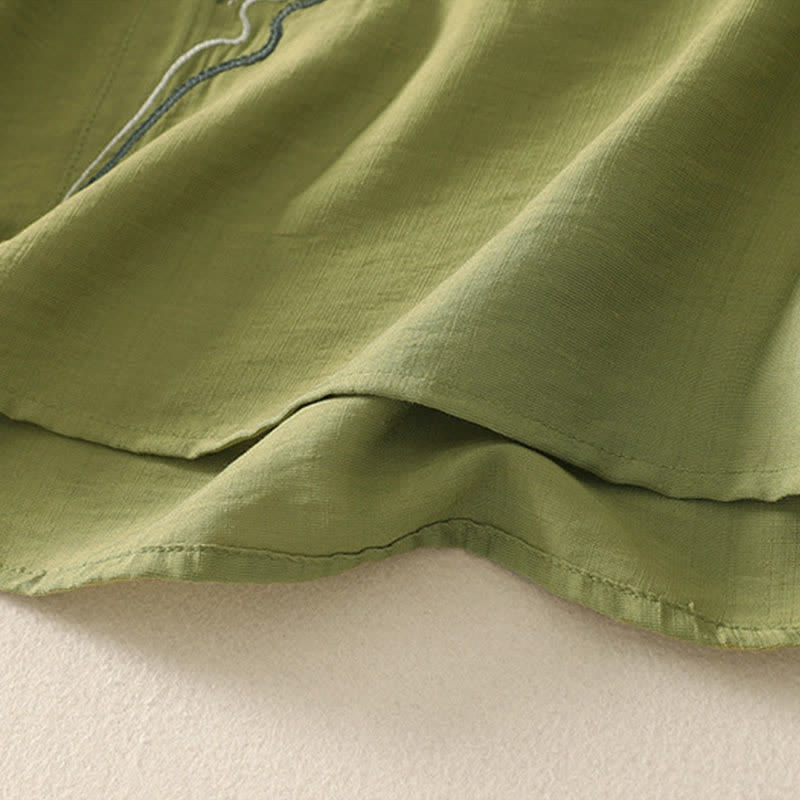 Buddha Stones Summer Mountain Embroidered Crew Neck Women's Short Sleeve Shirt - image 14