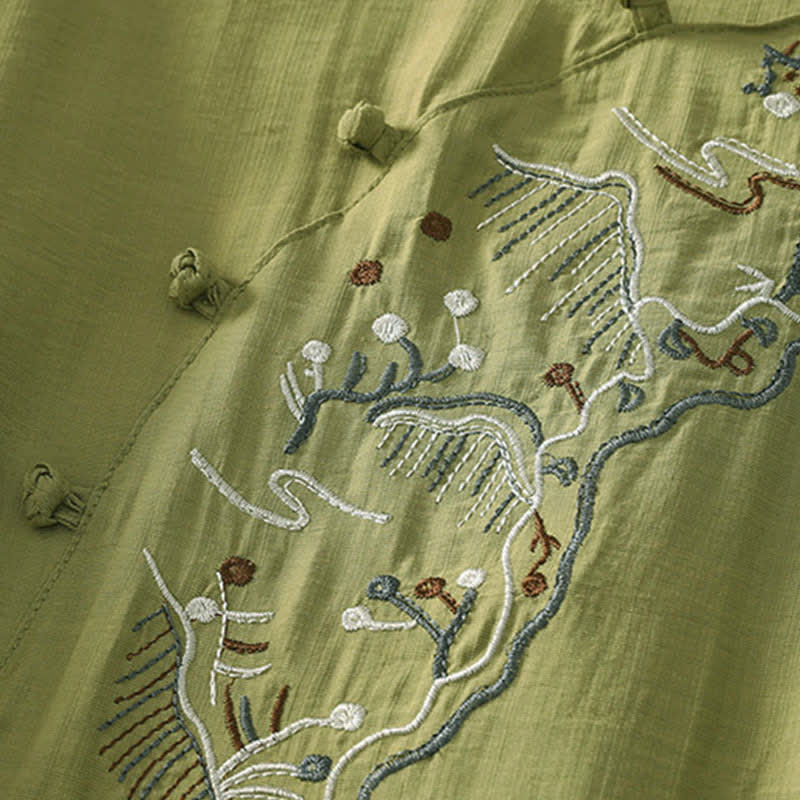 Buddha Stones Summer Mountain Embroidered Crew Neck Women's Short Sleeve Shirt - image 12