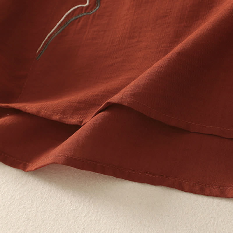 Buddha Stones Summer Mountain Embroidered Crew Neck Women's Short Sleeve Shirt - image 19