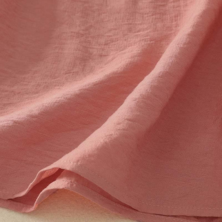 Buddha Stones Spring Embroidered Cotton Half Buttons Women's Short Sleeve Shirt - image 13