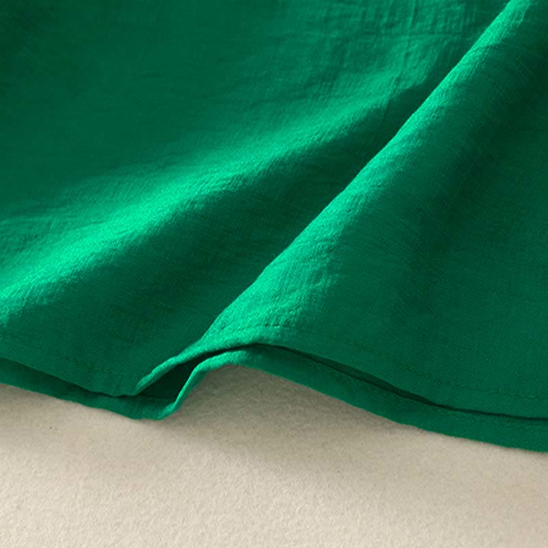 Buddha Stones Spring Embroidered Cotton Half Buttons Women's Short Sleeve Shirt - image 18