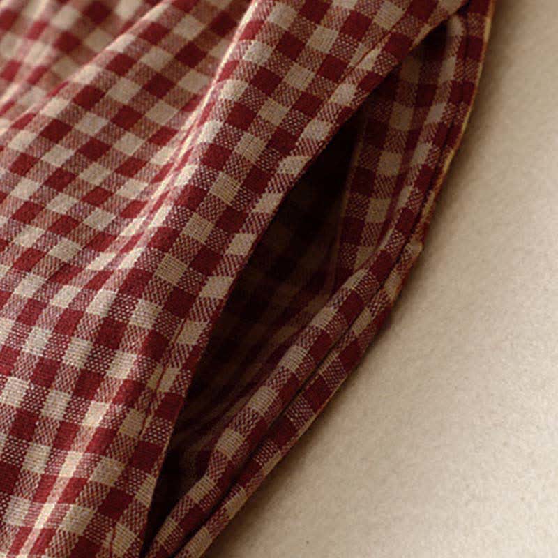 Buddha Stones Summer Plaid Elastic Waist Cropped Women's Tapered Pants With Pockets - image 2