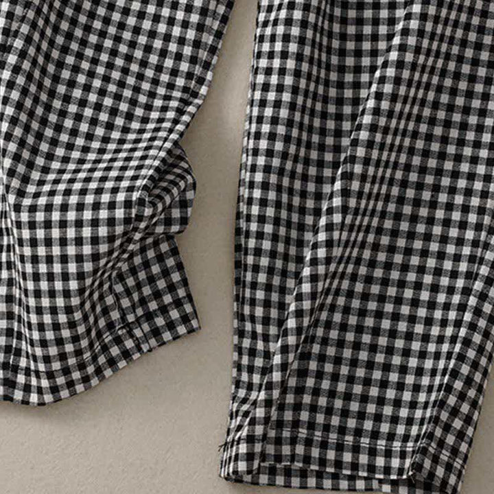 Buddha Stones Summer Plaid Elastic Waist Cropped Women's Tapered Pants With Pockets - image 13