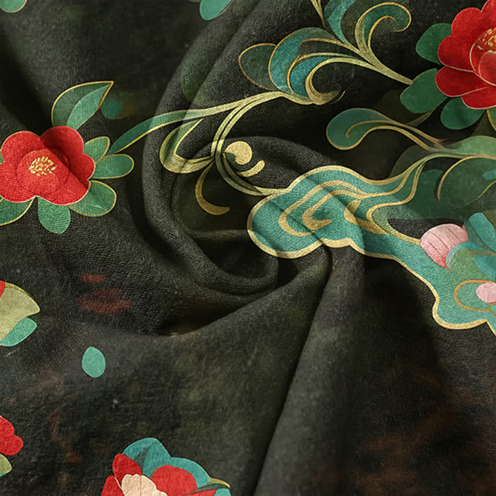 Buddha Stones Cotton Tropical Floral Print Men's Short Sleeve Half Button Shirt - image 4